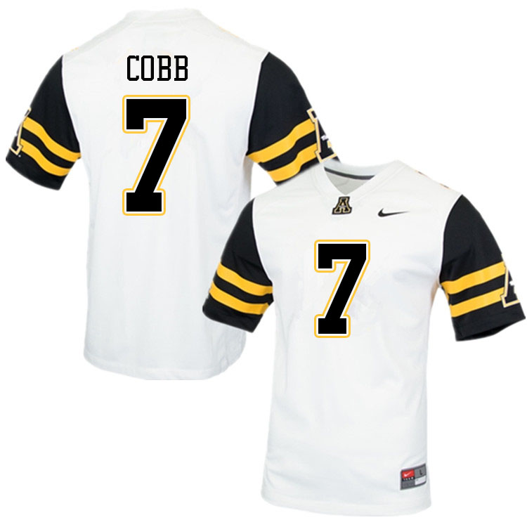 Men #7 Trey Cobb Appalachian State Mountaineers College Football Jerseys Sale-White - Click Image to Close